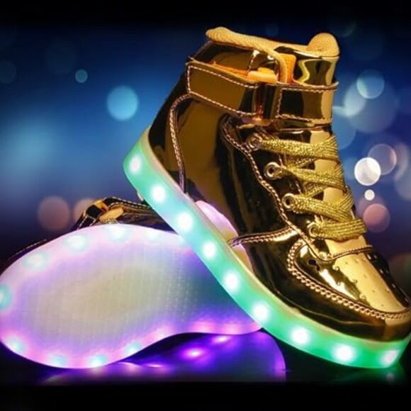 GOLD Rechargeable Solid or Flashing Light Up Shoes - Many options and Colors - Picture 2 of 16